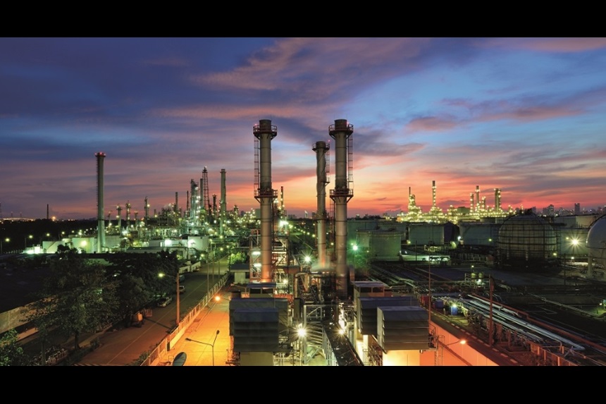 Oil Refinery at Twilight